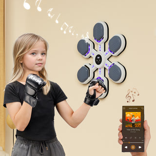 Music Boxing Machine Gym Office 9 Modes & 9 Speeds Boxing Workout Equipment Target for Home Boxing Wall Mount Machine for Adults Teens Smart Bluetooth Punching Trainer with Gloves