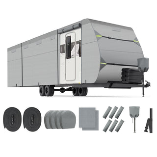 topteng 5 Layers Camper Cover 27'-30' Travel Trailer RV Cover Windproof Extra Thick  with Adhesive Repair Patches