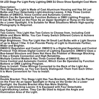 54 LED Stage Par Light Party Lighting DMX DJ Disco Show Spotlight Cool Warm