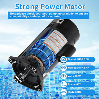 Swimming Pool Pump Motor USQ1202 Square Flange 230V 2 HP New