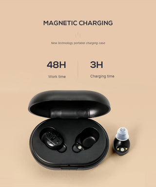 Invisible Wireless Hearing Aids – Rechargeable In-Ear Hearing Aid with Charging Case