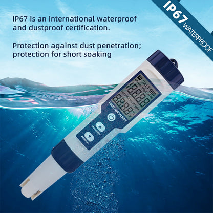 5in1 PH/TDS/EC/Salinity/Temperature Digital Water Quality Tester Meter Test Tool