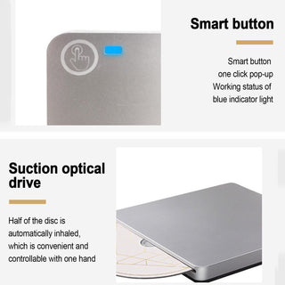 Burner USB External BD-R BD DVD CD RW Disc Writer Movie Player Silver