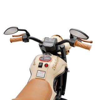 3 Wheel Kids Ride On Motorcycle Electric Dual Drive Toy Car With LED Light Brown