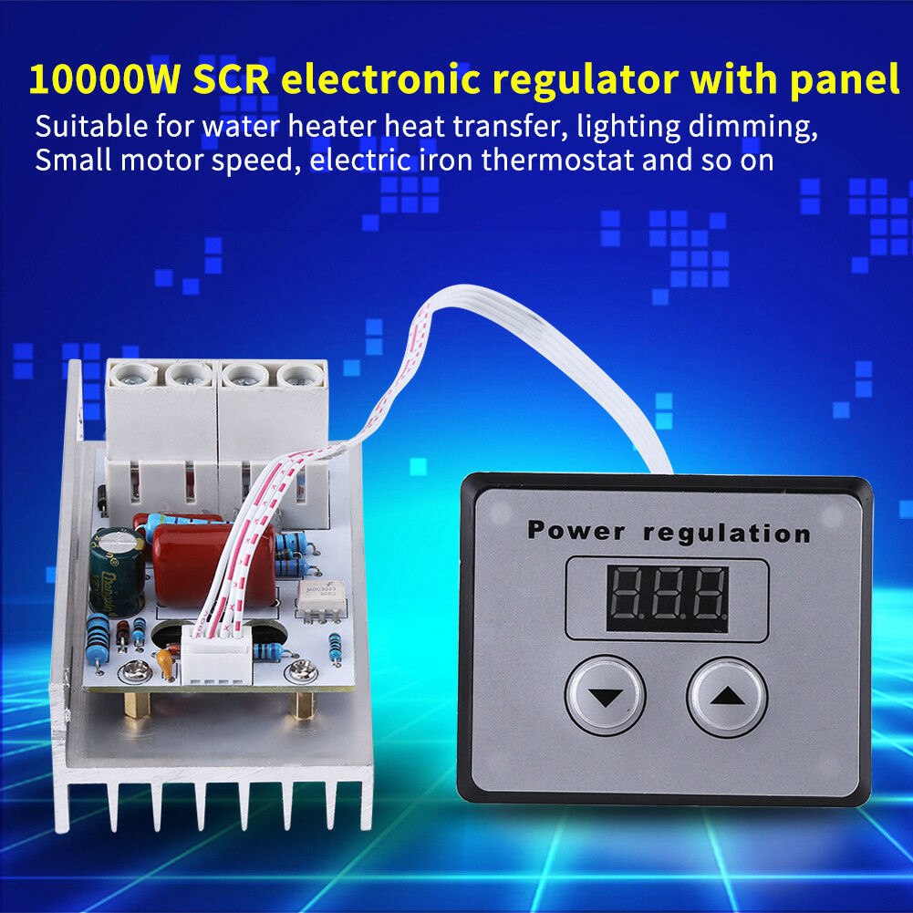 10000W SCR Digital Voltage Regulator Speed Control Dimmer Thermostat AC 220V 80A Generic