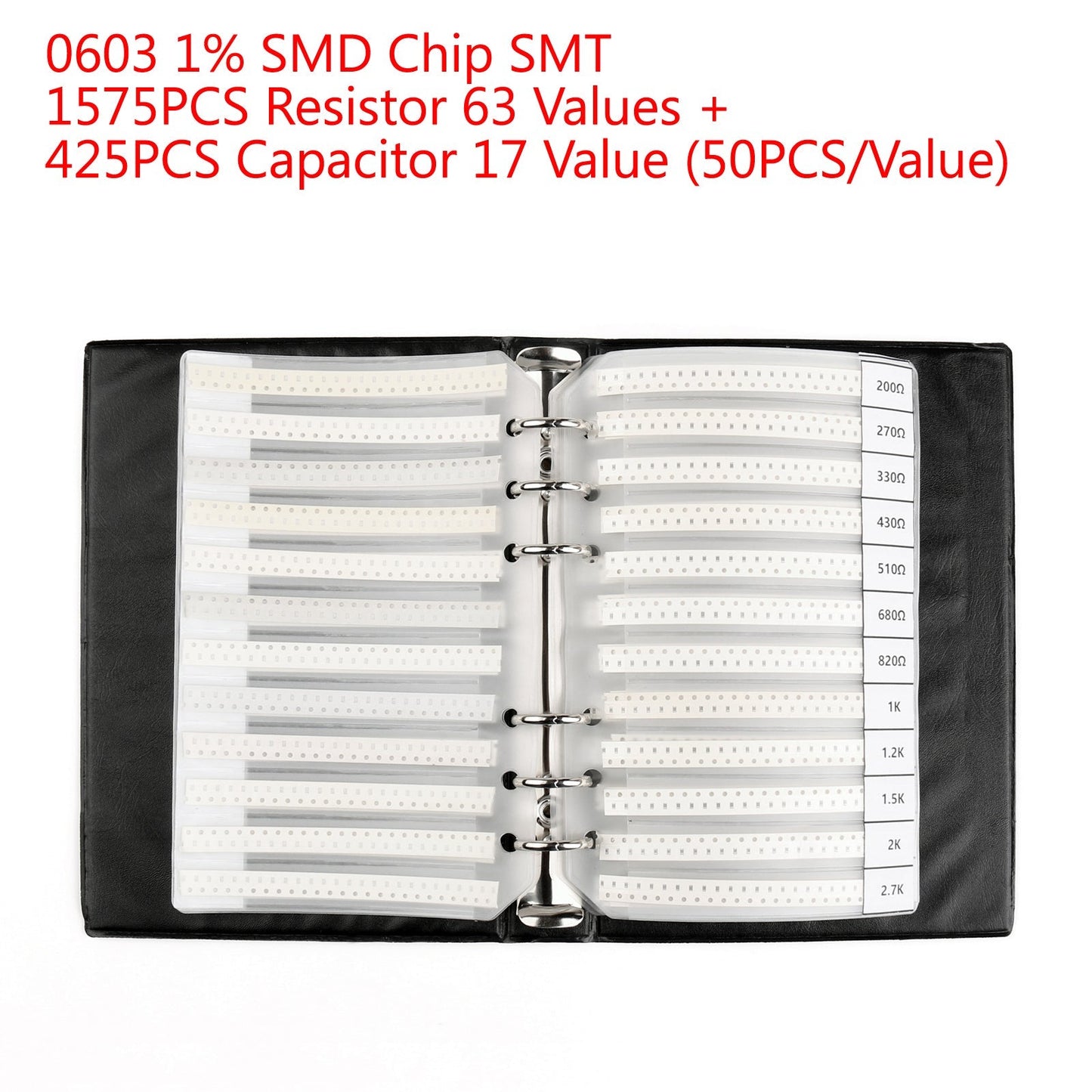 2000PCS 0603 1% SMD Chip SMT Resistor 63 Values + Capacitor 17 Value Sample Book Generic