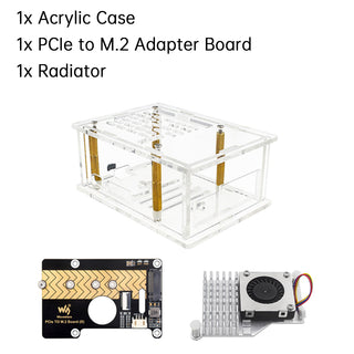 Raspberry Pi 5 PCI-E Adapter Case PI5 PCIe to M.2 Adapter Board Acrylic Box