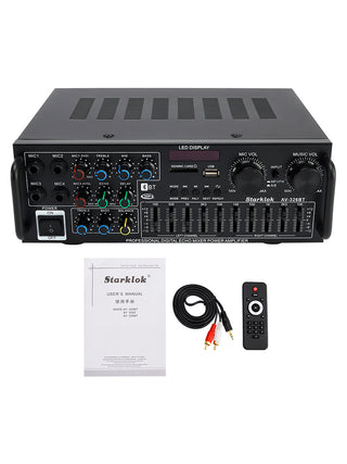 2500W Peak Stereo HiFi Power Amplifier Bluetooth5.4 FM USB EQ Mixer for Car Home