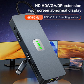 11 in 1 TYPE-CtoRJ45 Gigabit USB3.2 HDMI DP+SD/TF 3.5mm Audio VGA PD100W MacBook