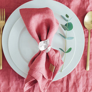 6PCS Silver Napkin Rings Leaf Napkin Holder Adornmen Alloy