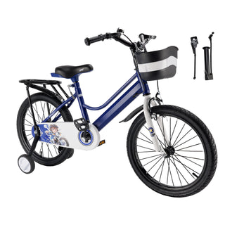 16" Kids Bike for Boys and Girls with auxiliary wheels & Rack Dark Blue