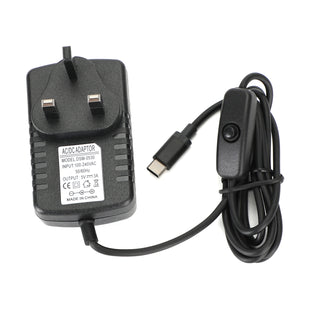 5V/3A Power Adapter USB Type-C Charger Switch for Raspberry Pi 4 Model B UK Plug