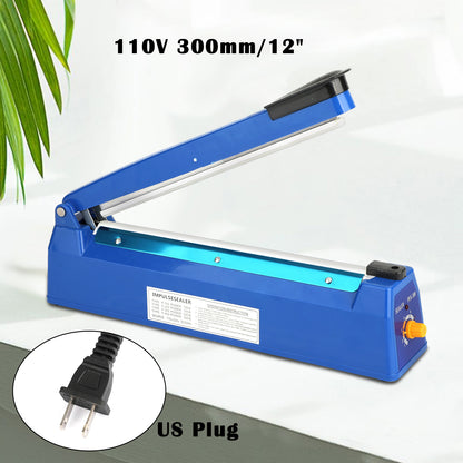 Economic 12"Impulse Heat Sealer 300mm Plastic Poly Bag Hand Sealing Machine Blue