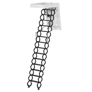 11.8FT 13 Steps Electirc Acctic Ladder Aluminum Folding Remote For Loft Home