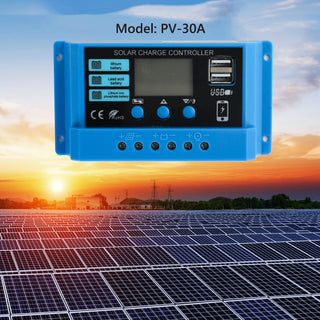 30A PWM Solar Charge Controller 12V 24V Regulator For 100W 200W 300W Solar Panel