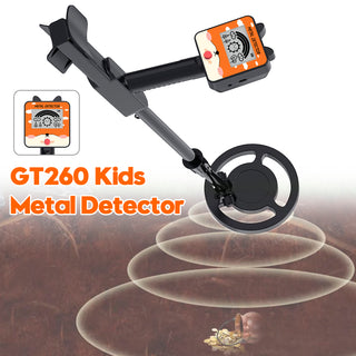 GT260 Kids Child Treasure Seeker Metal Detector Waterproof 6.3"Search Coil Black