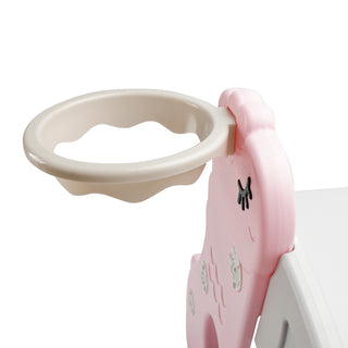 3In1 Kid Folding Slide With Climber,Basketball Hoop,Freestanding Slide Toy Pink Toy
