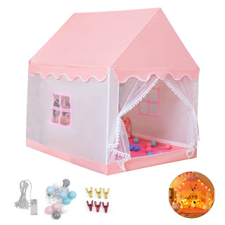 Mesh Window Portable Children’s Playhouse with Carry Bag Pink Assembly Tent with Metal Frame Kids Indoor Play Tent for Boys & Girls Optional Star Lights & Mat