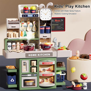 Kids Kitchen Play Set-Interactive Mist & Light Kitchen with Water Circulation Perfect Gift for Boys & Girls Ages 3+ (Red)