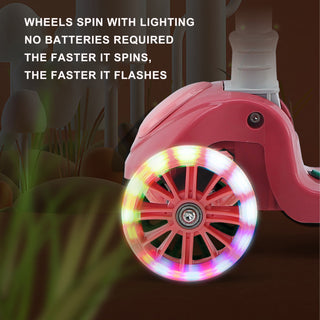 2-in-1 Pink Kids Scooter – Folding Seat, LED Light-Up Wheels, Adjustable Height