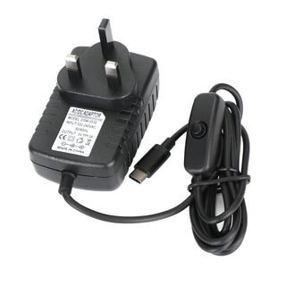 5V/3A Power Adapter USB Type-C Charger Switch for Raspberry Pi 4 Model B UK Plug
