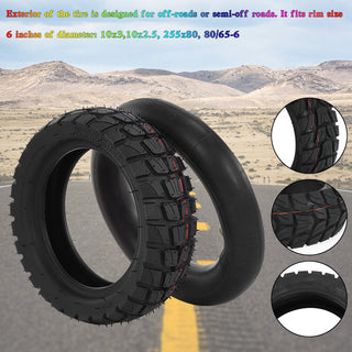 10x3 inch Off-Road Outer Tyre+Tube KUGOO M4 Zero etc 80/65-6