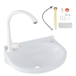 2-in-1 Outdoor Garden Water Fountain and Faucet No-Punch Bathroom Wash Basin