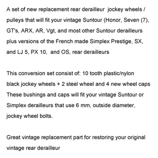 6mm Jockey Wheel Pulley Kit Vintage Simplex Suntour Derailleur