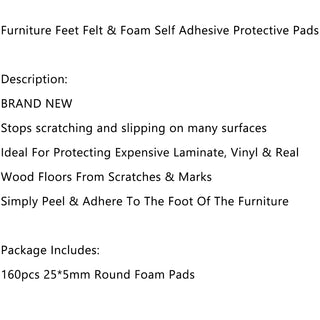 Beige Self-Stick Furniture Felt Pads 1 inch for Hard Surfaces 160 pieces one