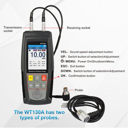 WT100A LCD Tester Tool Smart Sensor Ultrasonic Thickness Gauge Sound Velocity Generic