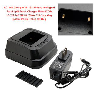 BC-143 Charger BP-196 Battery Rapid Dock For ICOM IC-F3 F-3S IC-F4 IC-T2E IC-A4