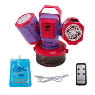 Rechargeable Bubble Machine With Light 360°Rotation Remote Control Outdoor Event