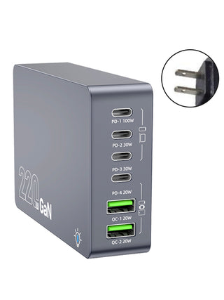 F8A Desktop Charging Station USB 6-Port Fast Charger PD100W Smart Charger US