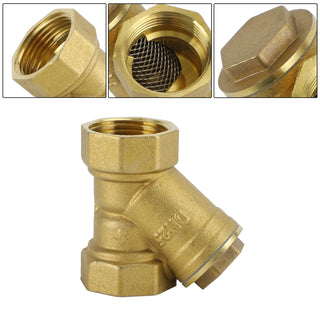 1/2" NPT Brass Y-Strainer Filter Valve, 232 PSI for Water, Gas & Oil Lines
