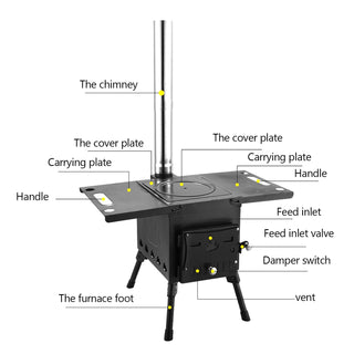 Outdoor Portable Camping Folding Wood Stove Picnic Cook Heat