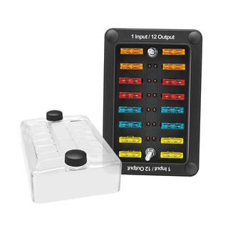 One in Twelve out Blade Fuse Box Block Holder for Car Marine Boat RV Waterproof