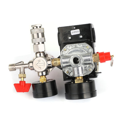 Air Compressor Pressure Control Switch Manifold Regulator Fitting with Gauges Generic