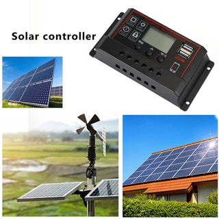 20A Solar Panel Battery Regulator Charge Controller PWM LCD Dual USB 12V/24V