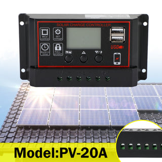 20A Solar Panel Battery Regulator Charge Controller PWM LCD Dual USB 12V/24V