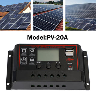 20A Solar Panel Battery Regulator Charge Controller PWM LCD Dual USB 12V/24V