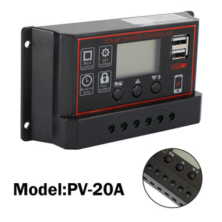 20A Solar Panel Battery Regulator Charge Controller PWM LCD Dual USB 12V/24V