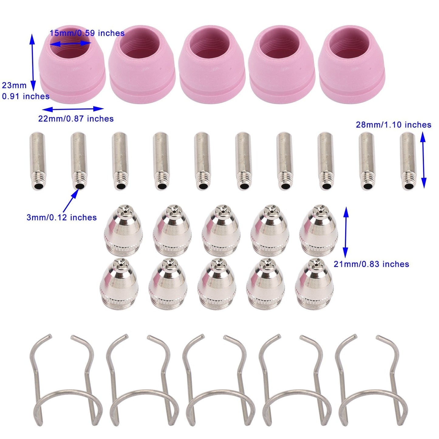 30Pc AG-60 SG-55 Plasma Cutter Torch Consumables Electrode Tips Shield Guide Generic