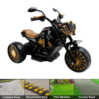 3 Wheel Kids Ride On Motorcycle Electric Dual Drive Toy Car With LED Light Black Toy