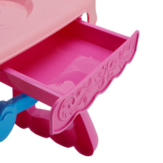 Toddler Makeup Table with Mirror and Chair Kids Vanity Set with Blowdryer for 3+