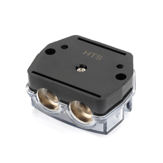 Plastic housing Nickel Plated Heat resistant Splitter Distribution Block 1x0 In 2x0 GA Out Block Splitter Fusebox Clear Cover for Car Audio Marine