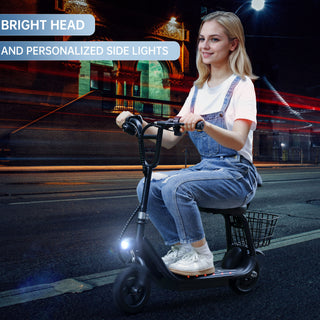 3-Speed Adjustable 12.43-Mile Range Electric Scooter with Seat for Kids Neon Lights Up to 11 MPH Electric Scooter for Kids Ages 4-10
