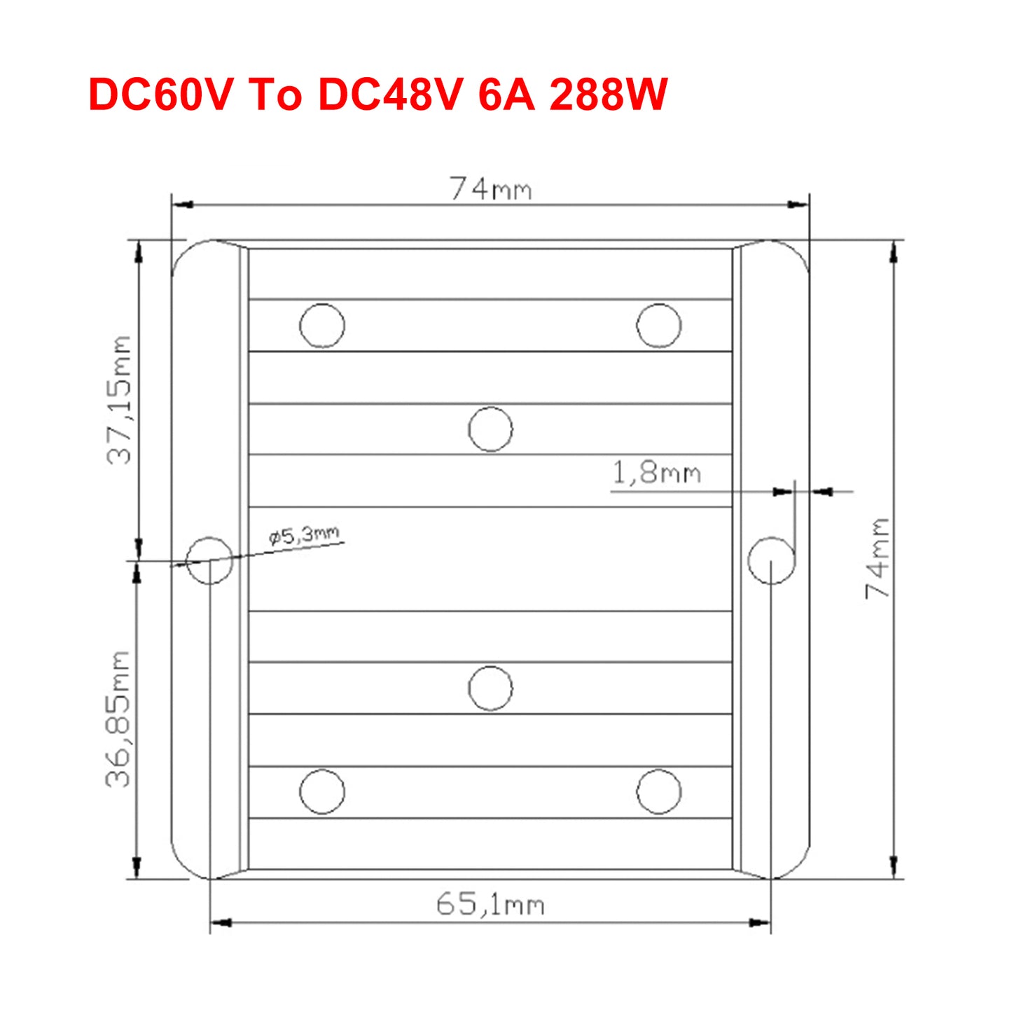 WaterProof 60V to 48V 6A 288W Step Down DC/DC Power Converter Regulator Generic