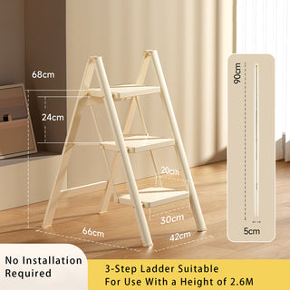 Stepladder, 3 Tiers,  Foldable, Aluminum, Ladder, Load Capacity 330.7 lbs