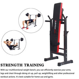 Adjustable Weight Bench Folding Press w/Barbell Rack Pec