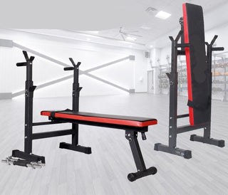 Adjustable Weight Bench Folding Press w/Barbell Rack Pec